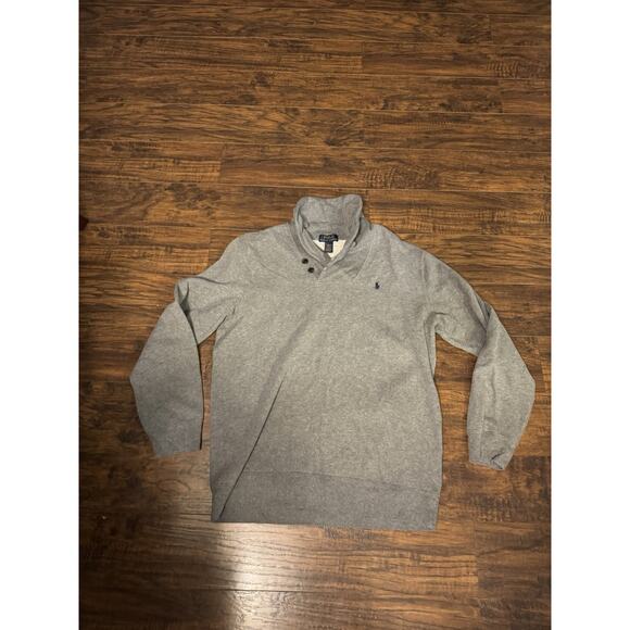 Polo Ralph Lauren Sweater Gray 2 Button Shawl Cotton Collar Pullover Size XL - Picture 1 of 5